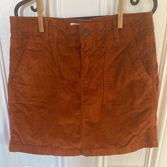 BURNT ORANGE CORDUROY MINI SKIRT - Picture 1 of 3